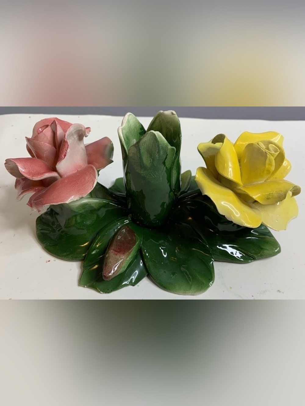 CAPODIMONTE PORCELAIN CANDLE STICK HOLDER